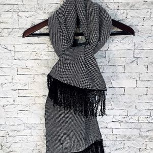 New! Custom Black and White Unisex Fringe Scarf